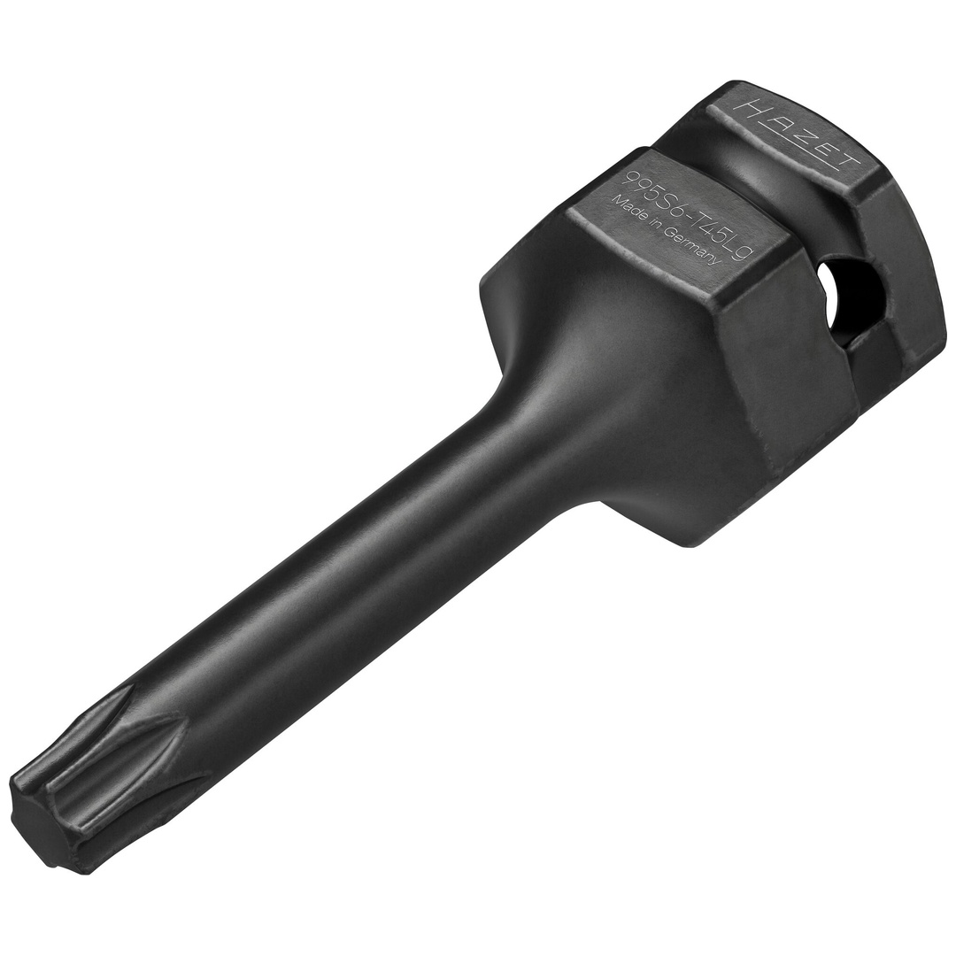 Hazet Schlag-Maschinenschrauber Schraubendreher-Steckschlüsseleinsatz 995S6-T45LG, 1/2 (12,5 mm) Vierkant hohl, 24 mm Außen-Sechskant, Innen TX Profi