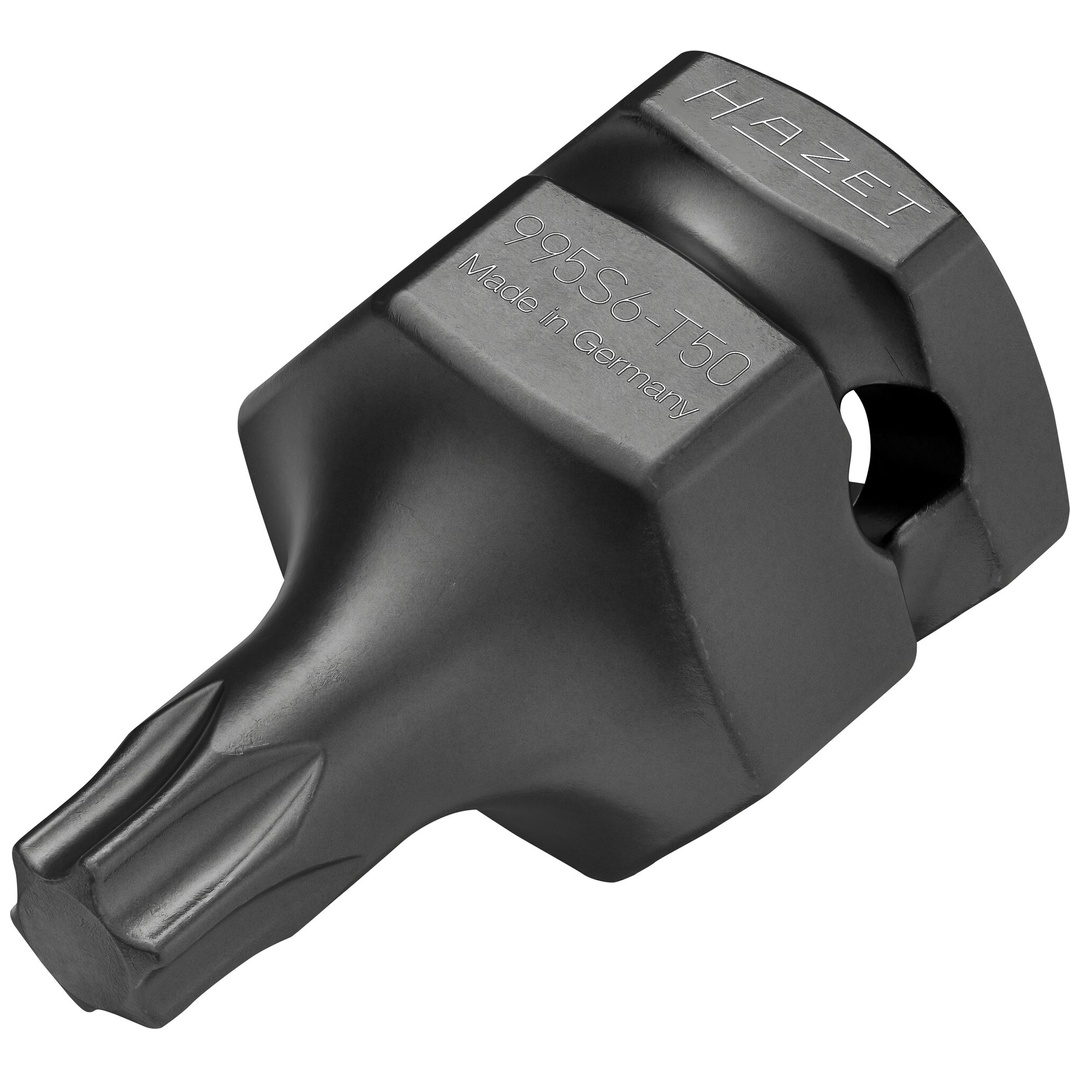 Hazet Schlag-Maschinenschrauber Schraubendreher-Steckschlüsseleinsatz 995S6-T50, 1/2 (12,5 mm) Vierkant hohl, 24 mm Außen-Sechskant, Innen TX Profil,