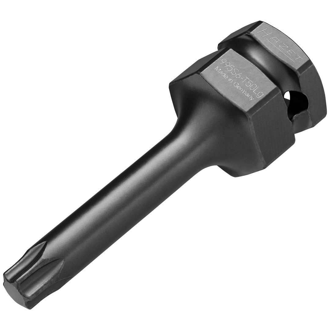 Hazet Schlag-Maschinenschrauber Schraubendreher-Steckschlüsseleinsatz 995S6-T50LG, 1/2 (12,5 mm) Vierkant hohl, 24 mm Außen-Sechskant, Innen TX Profi