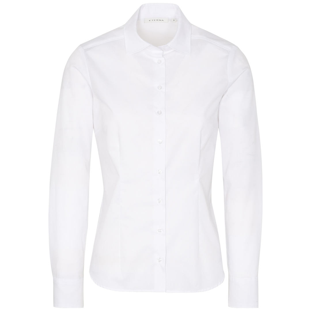 Eterna Bluse Uni Popeline Tailliert D790 5220, Gr. 40 weiß