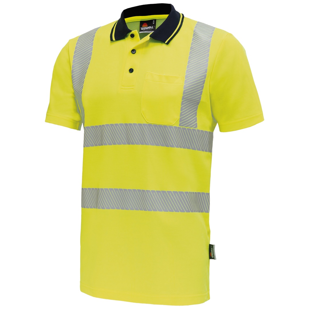 Vizwell Warnschutz Polo-Shirt VWP Gr. M leuchtgelb/marine