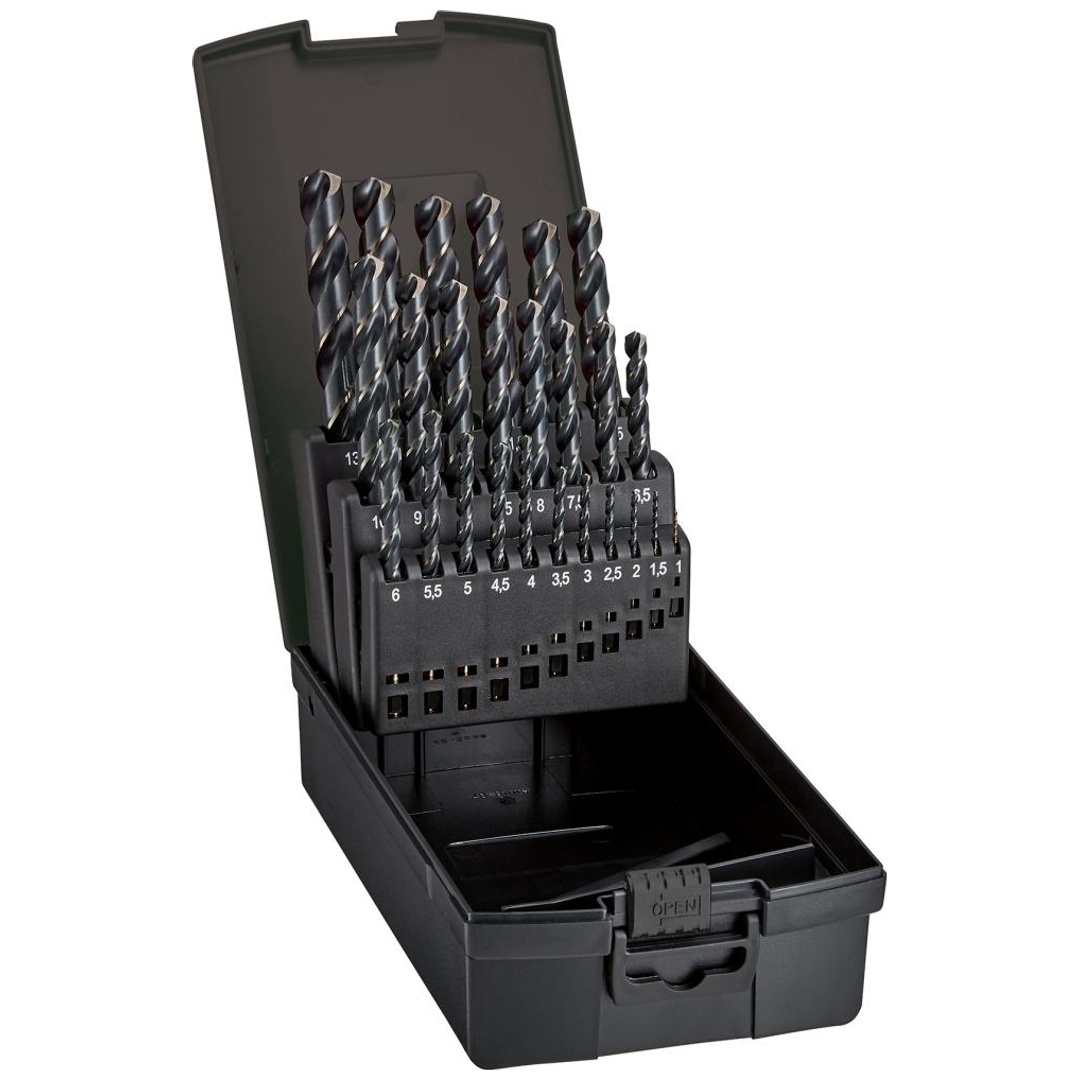 Fortis Spiralbohrer-Set DIN338 HSS bronce 1,0-10,5mm + Kernlochbohrer