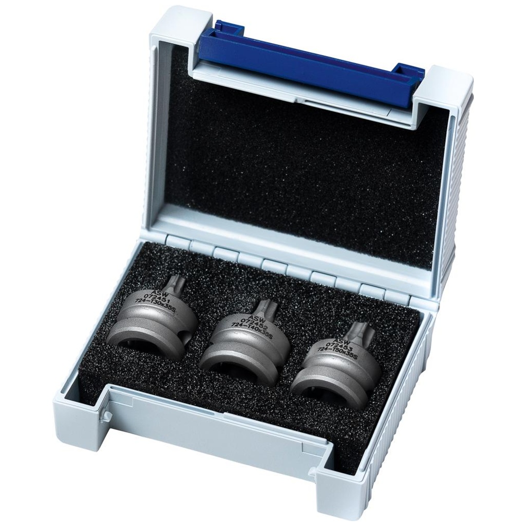 ASW Kraft-Schraubenddrehersatz 1/2, 3-teilig, T30-T50 Shorty