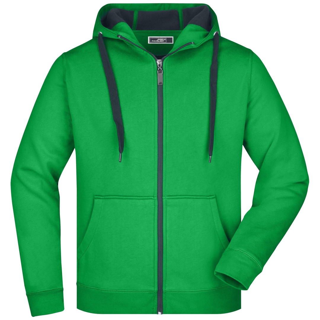 James & Nicholson Herrenjacke JN355 mit Kapuze Gr. M fern-green/graphite