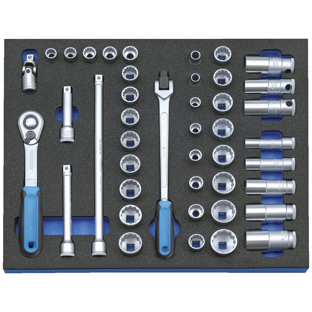 Gedore Steckschlüssel-Sortiment 3/8 in Check-Tool-Modul, 43-tlg.