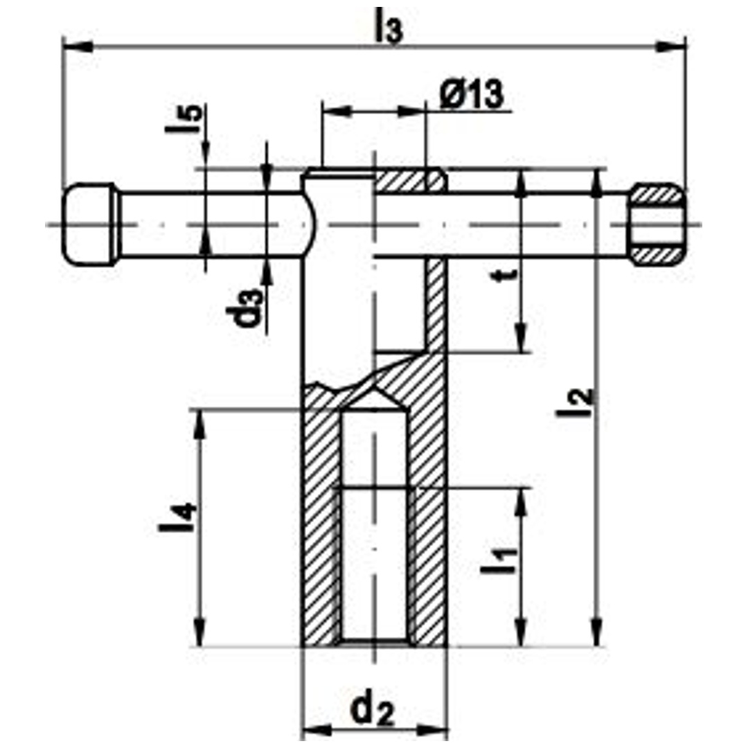 Reidl DIN 6307 Knebelmutter mit losem Knebel M 10, 5 / 5 Au (Stahl - gedreht) brüniert
