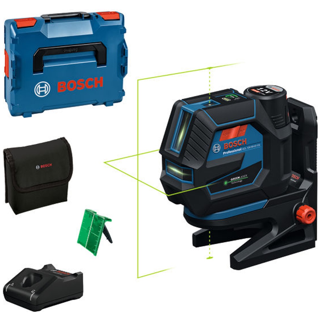 Bosch Kombilaser GCL 12V-50-22 CG, incl. 1x Akku GBA 2 Ah, Schnellladegerät, Zubehör, L-BOXX