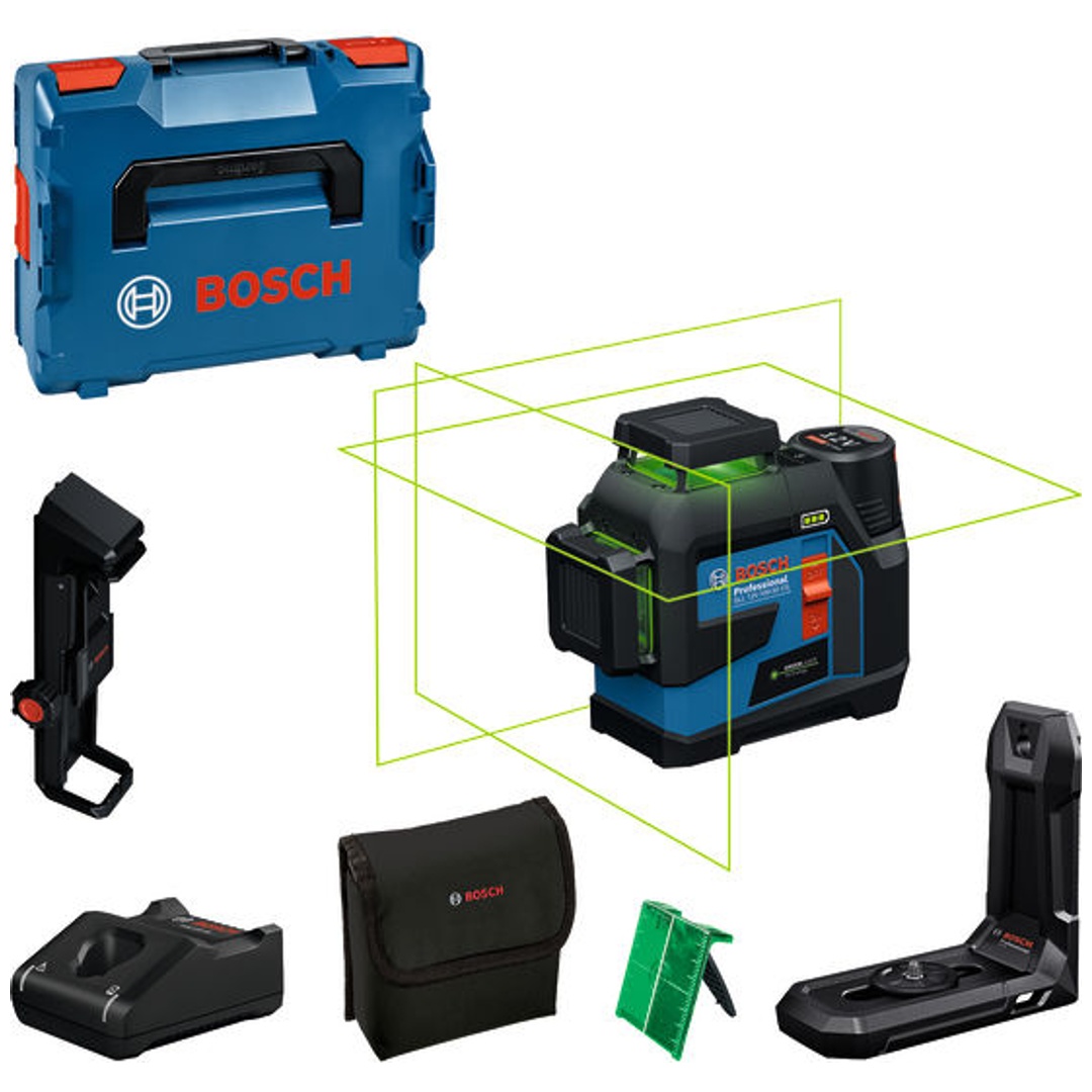 Bosch Linienlaser GLL 12V-100-33 CG, incl. 1x Akku GBA 2 Ah, Schnellladegerät, Zubehör, L-BOXX