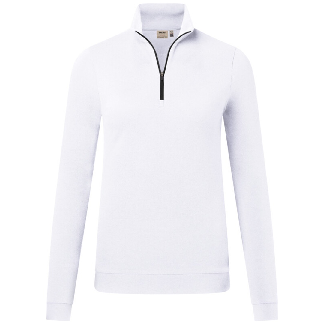 HAKRO Zip-Longsleeve Piquè ECO #335 Gr. XS weiß