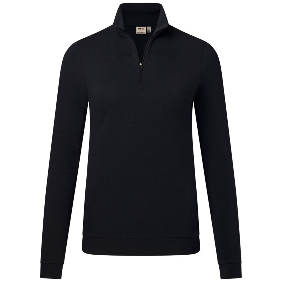 HAKRO Zip-Longsleeve Piquè ECO #335 Gr. XS schwarz