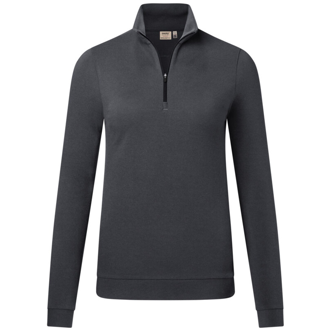 HAKRO Zip-Longsleeve Piquè ECO #335 Gr. L karbongrau