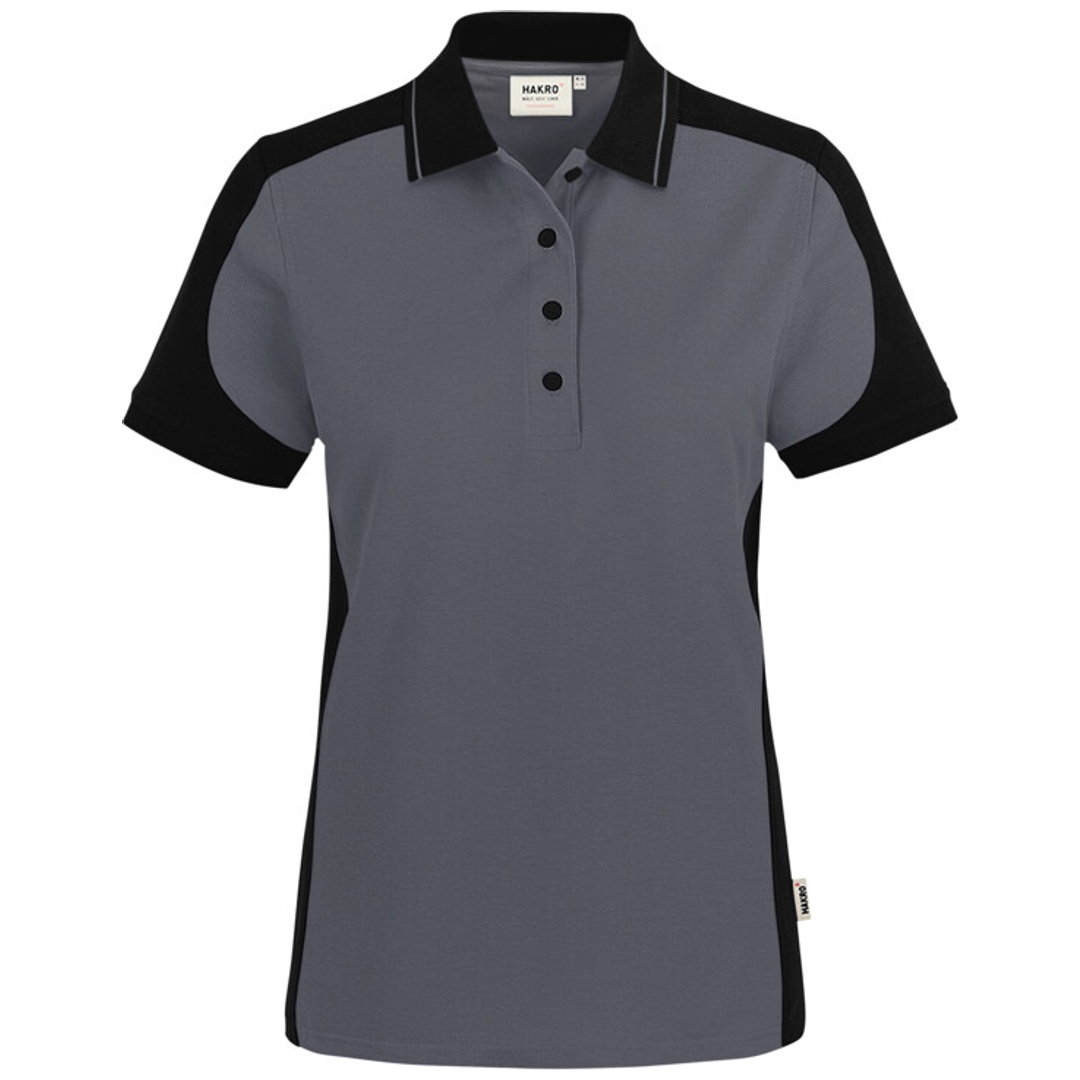 HAKRO Damen Poloshirt Contrast ECO #339 Gr. 5XL anthrazit/schwarz
