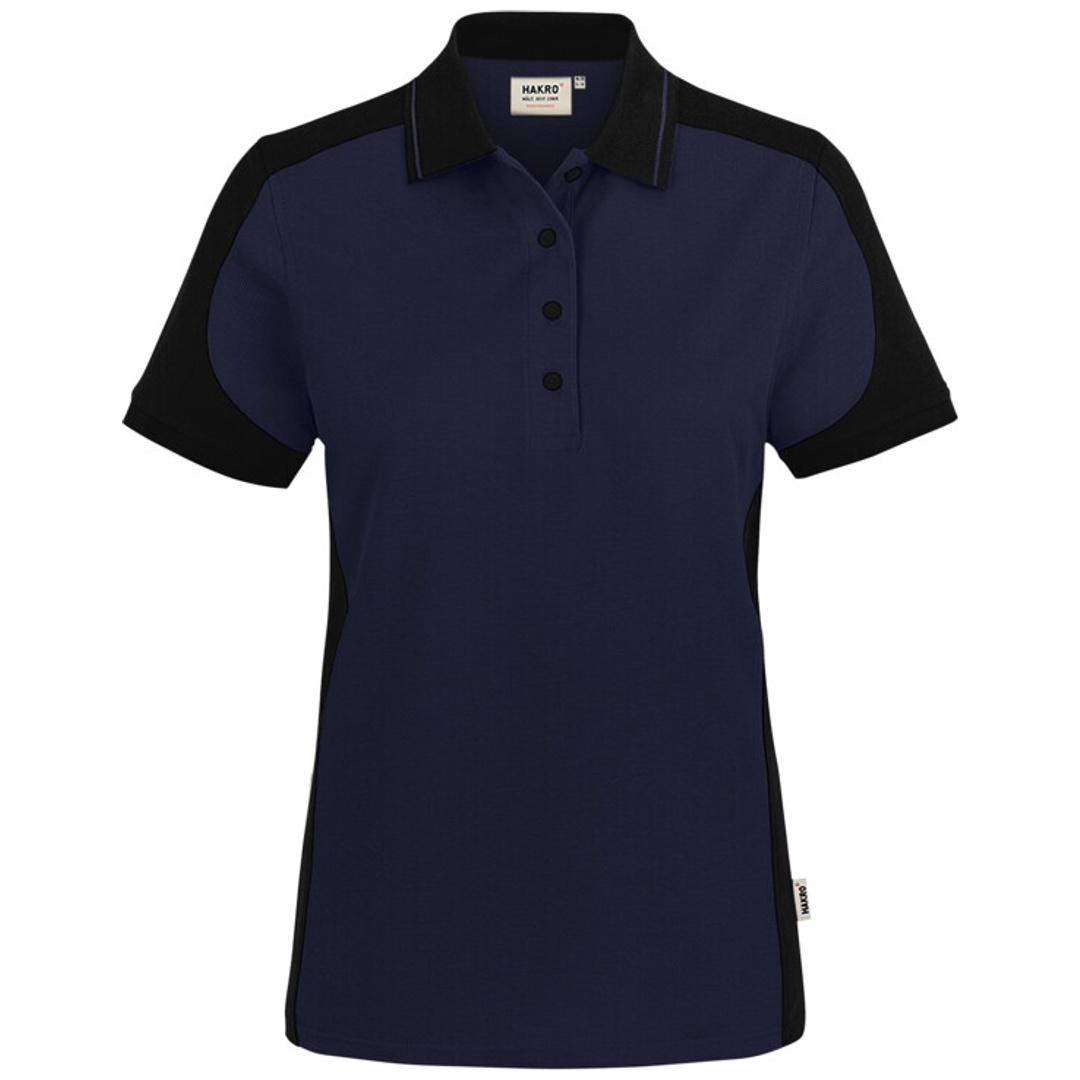 HAKRO Damen Poloshirt Contrast ECO #339 Gr. 4XL tinte/schwarz