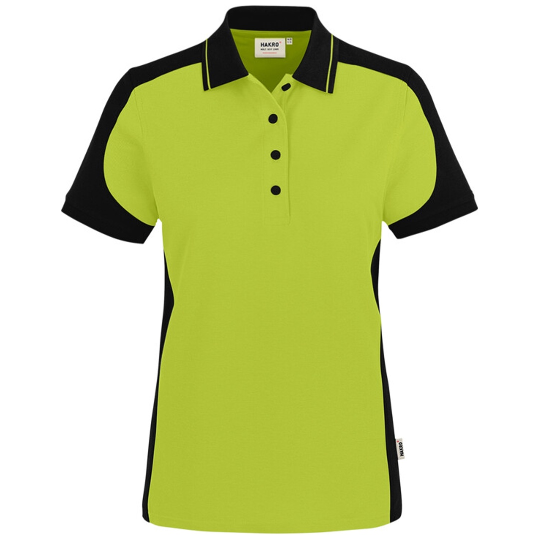 HAKRO Damen Poloshirt Contrast ECO #339 Gr. 2XS kiwi/schwarz