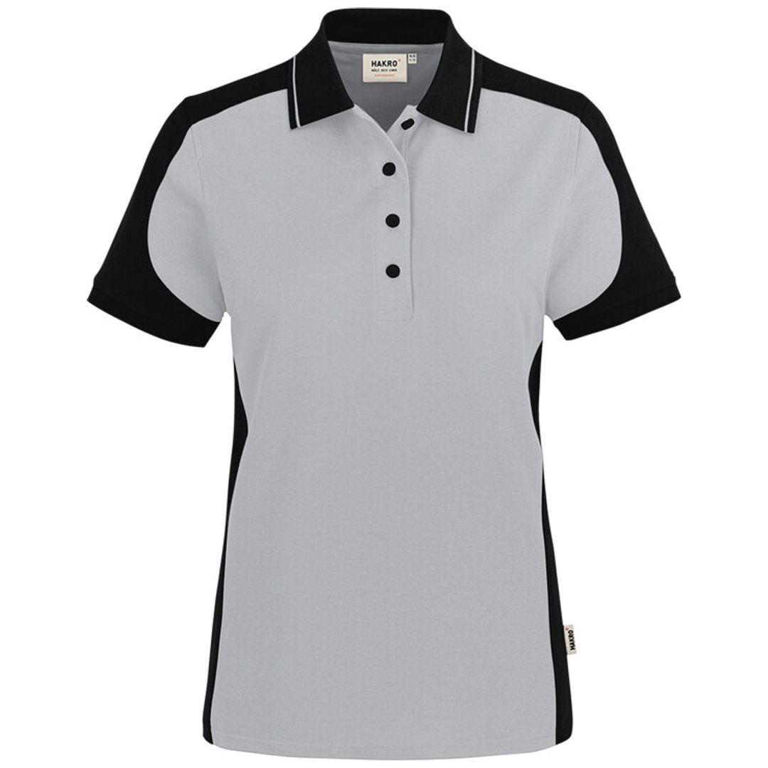 HAKRO Damen Poloshirt Contrast ECO #339 Gr. 2XS titan/schwarz