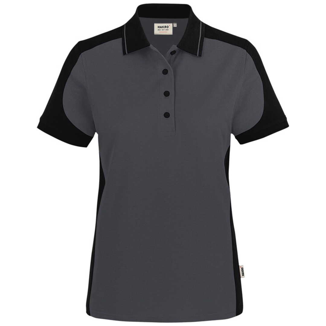 HAKRO Damen Poloshirt Contrast ECO #339 Gr. 2XS karbongrau/schwarz