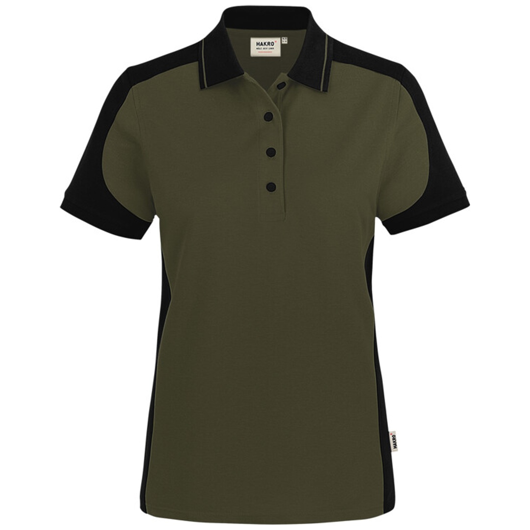 HAKRO Damen Poloshirt Contrast ECO #339 Gr. 4XL olive/schwarz