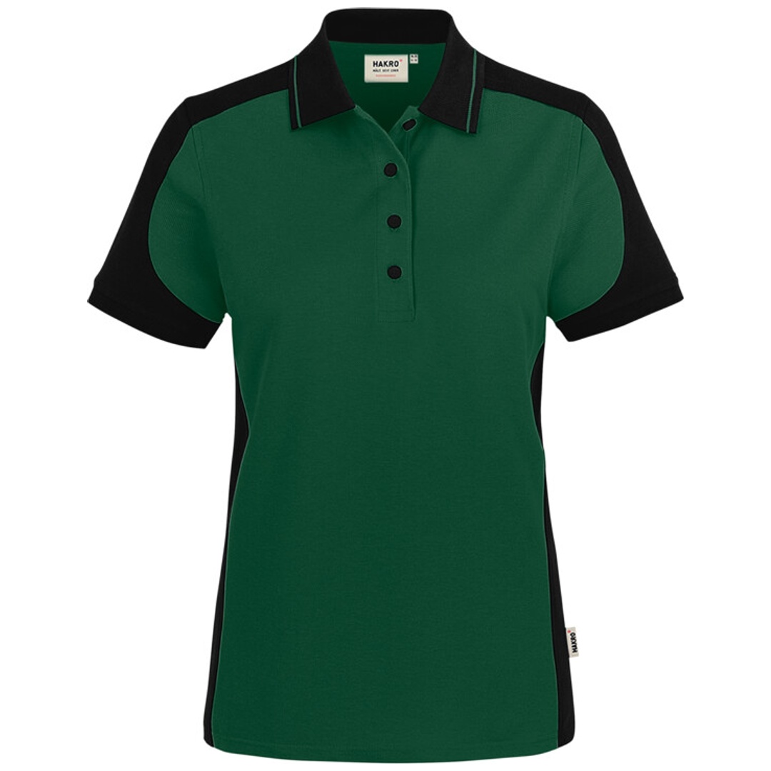HAKRO Damen Poloshirt Contrast ECO #339 Gr. 4XL tanne/schwarz