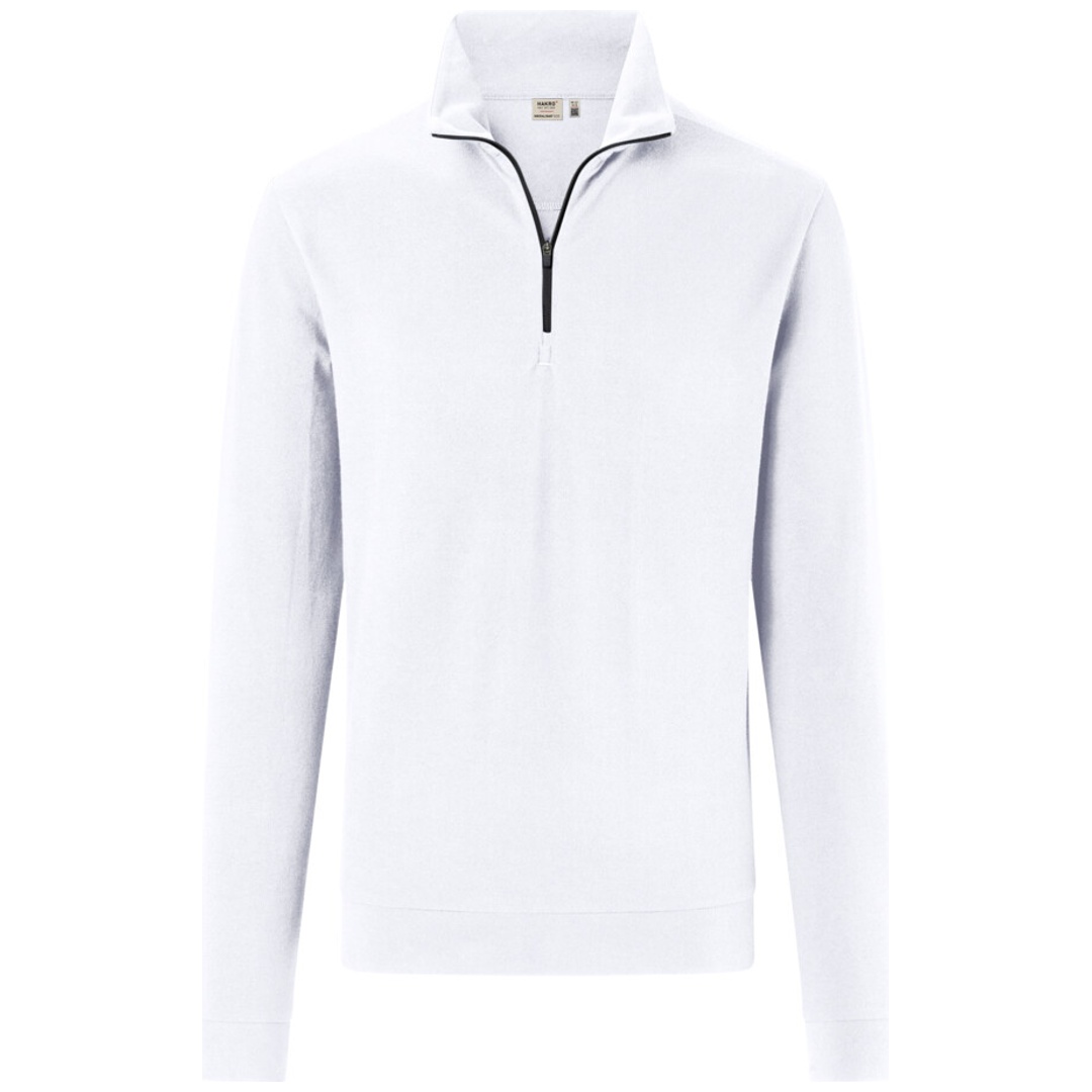 HAKRO Zip-Longsleeve Piquè ECO #535 Gr. S weiß