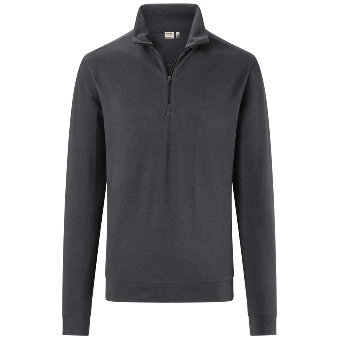 HAKRO Zip-Longsleeve Piquè ECO #535 Gr. 6XL karbongrau