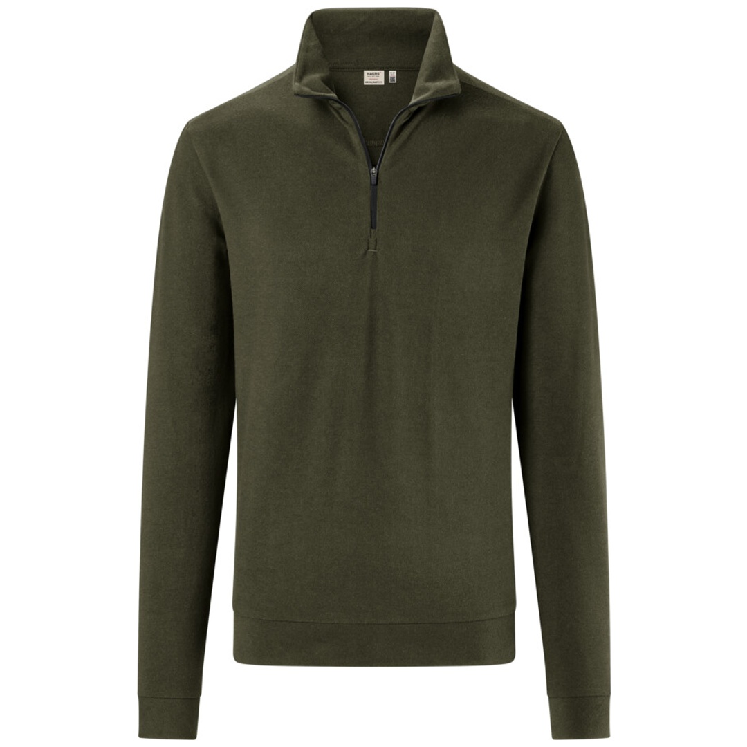 HAKRO Zip-Longsleeve Piquè ECO #535 Gr. L olive