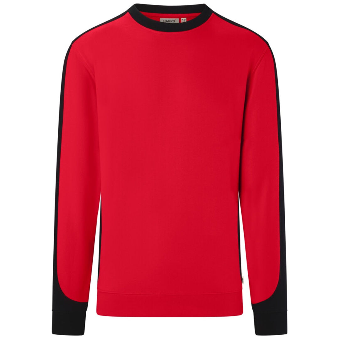 HAKRO Sweatshirt Contrast ECO #549 Gr. M rot/schwarz