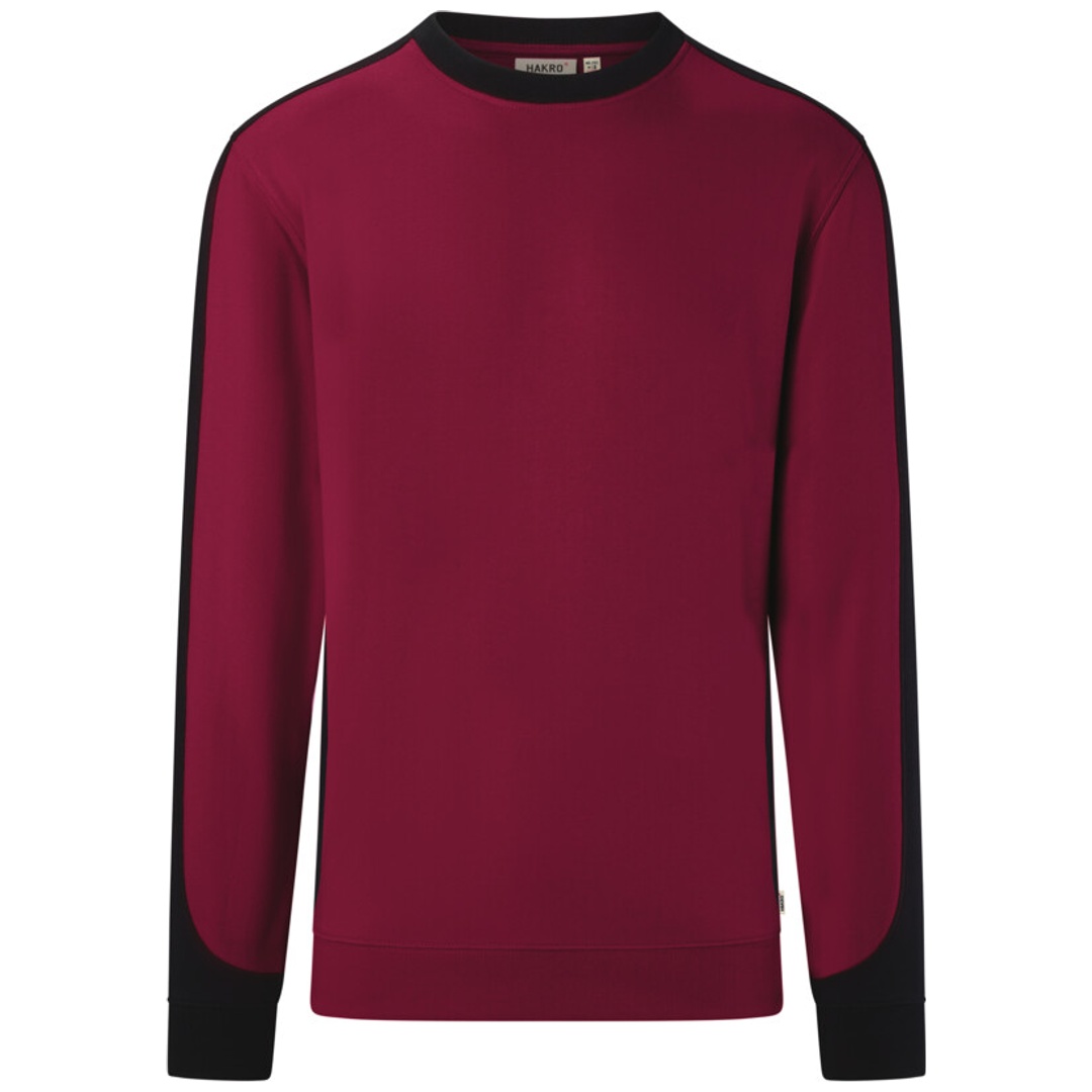 HAKRO Sweatshirt Contrast ECO #549 Gr. XS weinrot/schwarz