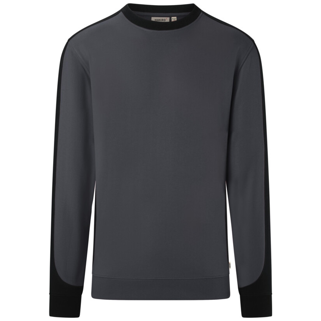 HAKRO Sweatshirt Contrast ECO #549 Gr. S karbongrau/schwarz