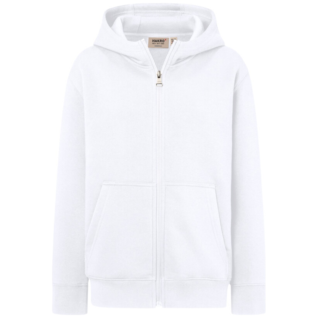 HAKRO Kinder Kapuzen-Sweatjacke #565 Gr. 122/128 weiß