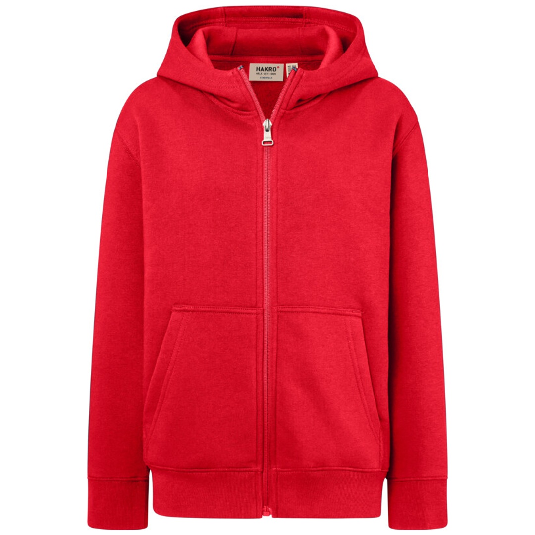 HAKRO Kinder Kapuzen-Sweatjacke #565 Gr. 110/116 rot