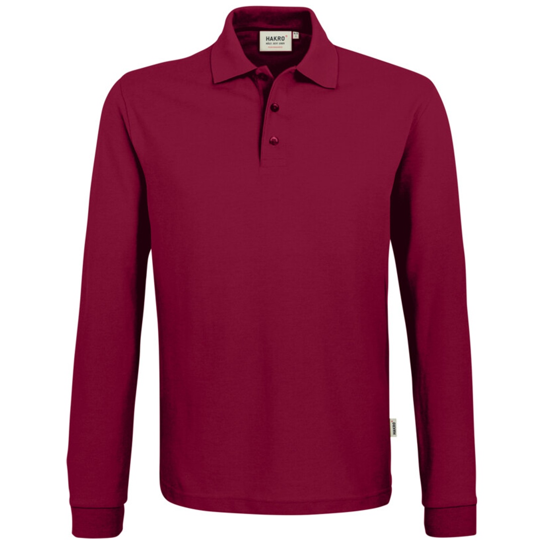 HAKRO Langarm Poloshirt Performance Herren #815 Gr. S weinrot