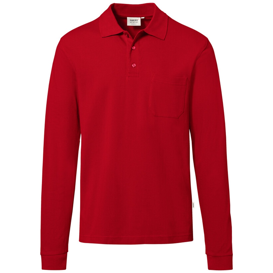 HAKRO Pocket-Longsleeve-Polo ECO #817 Gr. 3XL rot