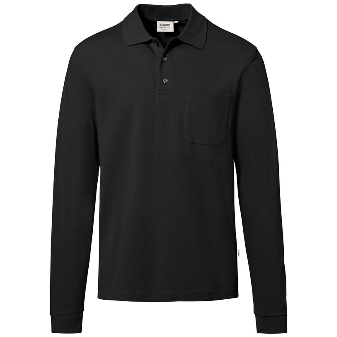 HAKRO Pocket-Longsleeve-Polo ECO #817 Gr. 5XL schwarz