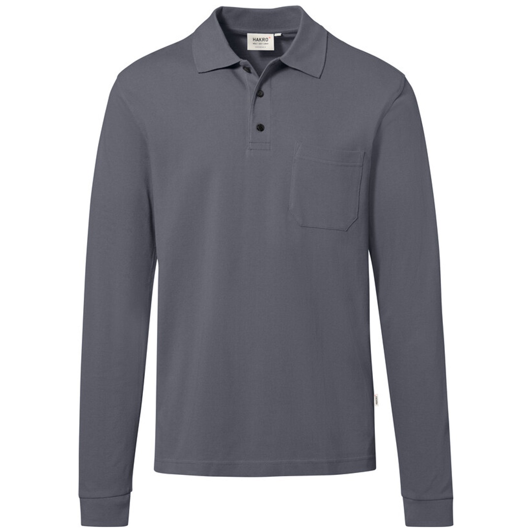 HAKRO Pocket-Longsleeve-Polo ECO #817 Gr. S anthrazit