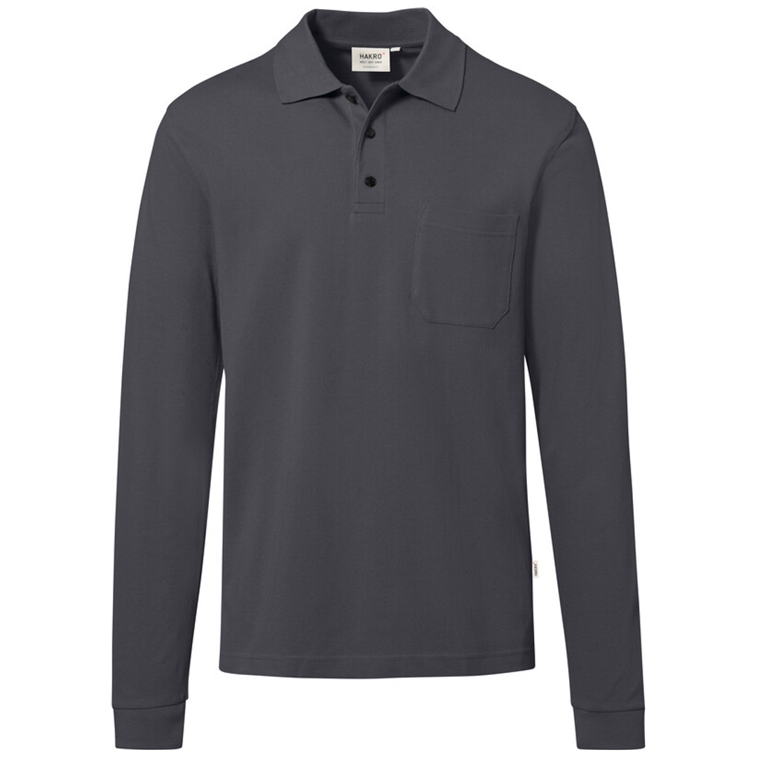 HAKRO Pocket-Longsleeve-Polo ECO #817 Gr. 2XL karbongrau