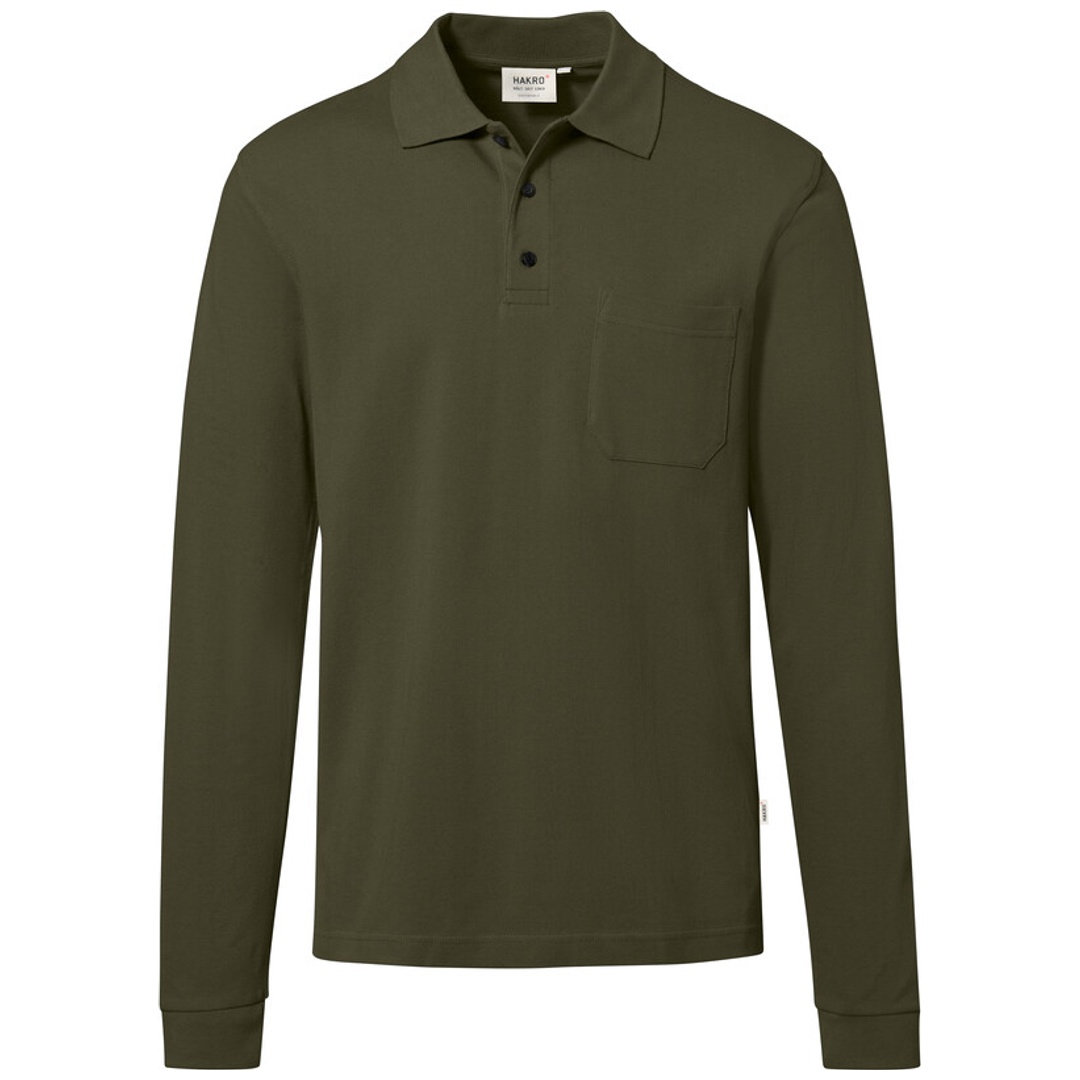 HAKRO Pocket-Longsleeve-Polo ECO #817 Gr. 5XL olive