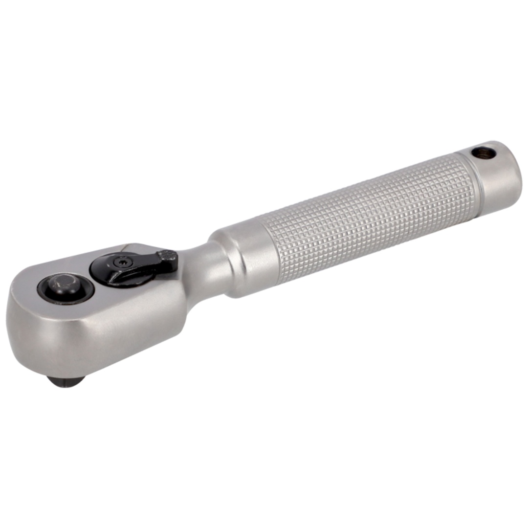 Bahco Kurze birnenförmige 1/4 Umschaltknarre mit 60 Zähne, Metallgriff 120mm
