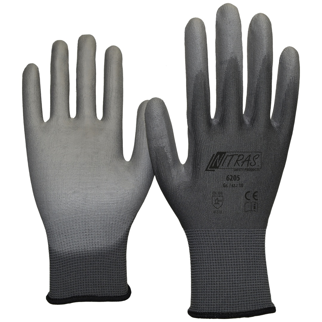 Nitras Nylonhandschuhe 6205 EN-388 Gr. 10 grau