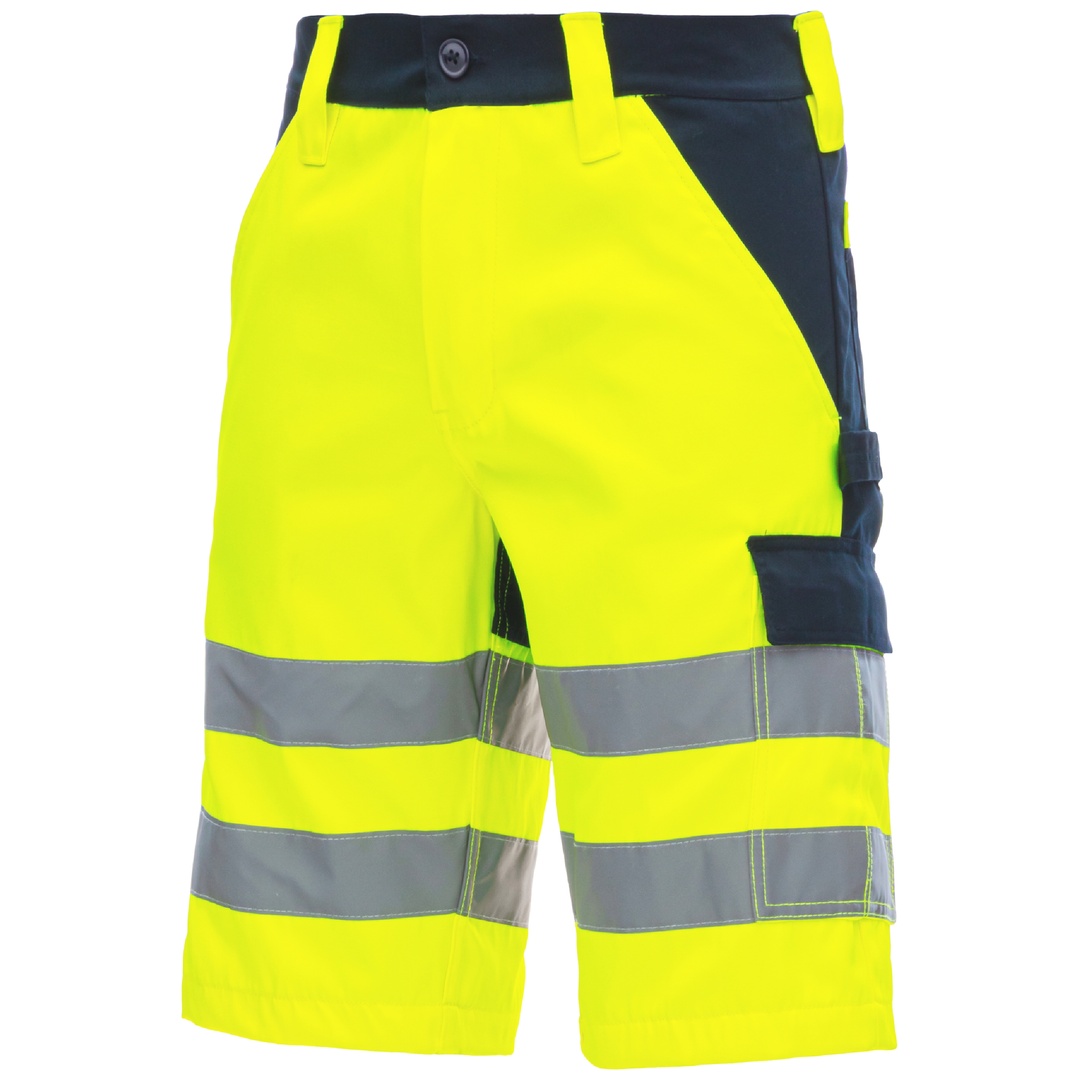 NITRAS MOTION TEX VIZ, Warnschutz - Arbeitshose, kurz, 7570-4021-48 Gr. 48 neongelb/marineblau