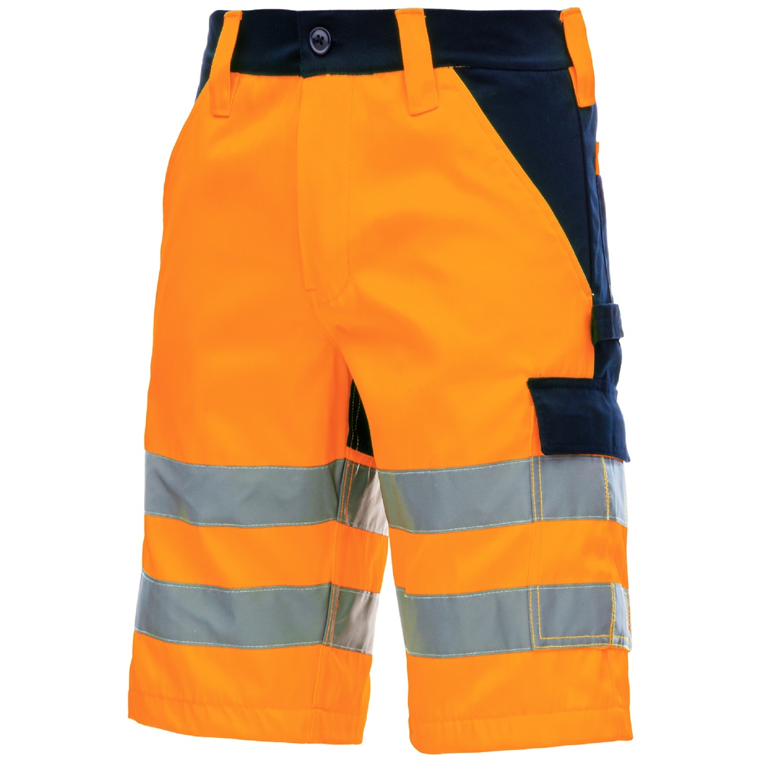 NITRAS MOTION TEX VIZ, Warnschutz - Arbeitshose, kurz, 7570-4121-42 Gr. 42 neonorange/marineblau