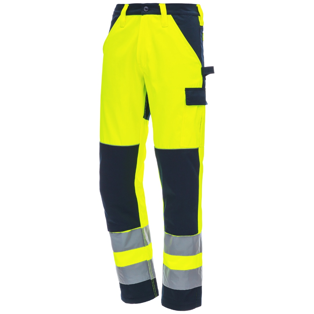 NITRAS MOTION TEX VIZ, Warnschutz - Arbeitshose, lang, 7571-4021-27 Gr. 27 neongelb/marineblau