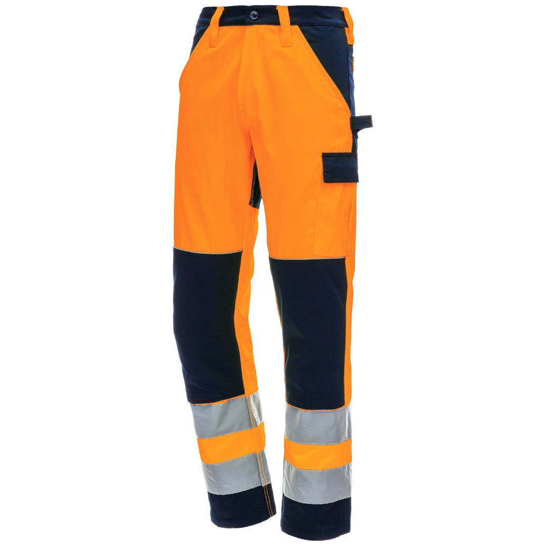 NITRAS MOTION TEX VIZ, Warnschutz - Arbeitshose, lang, 7571-4121-52 Gr. 52 neonorange/marineblau
