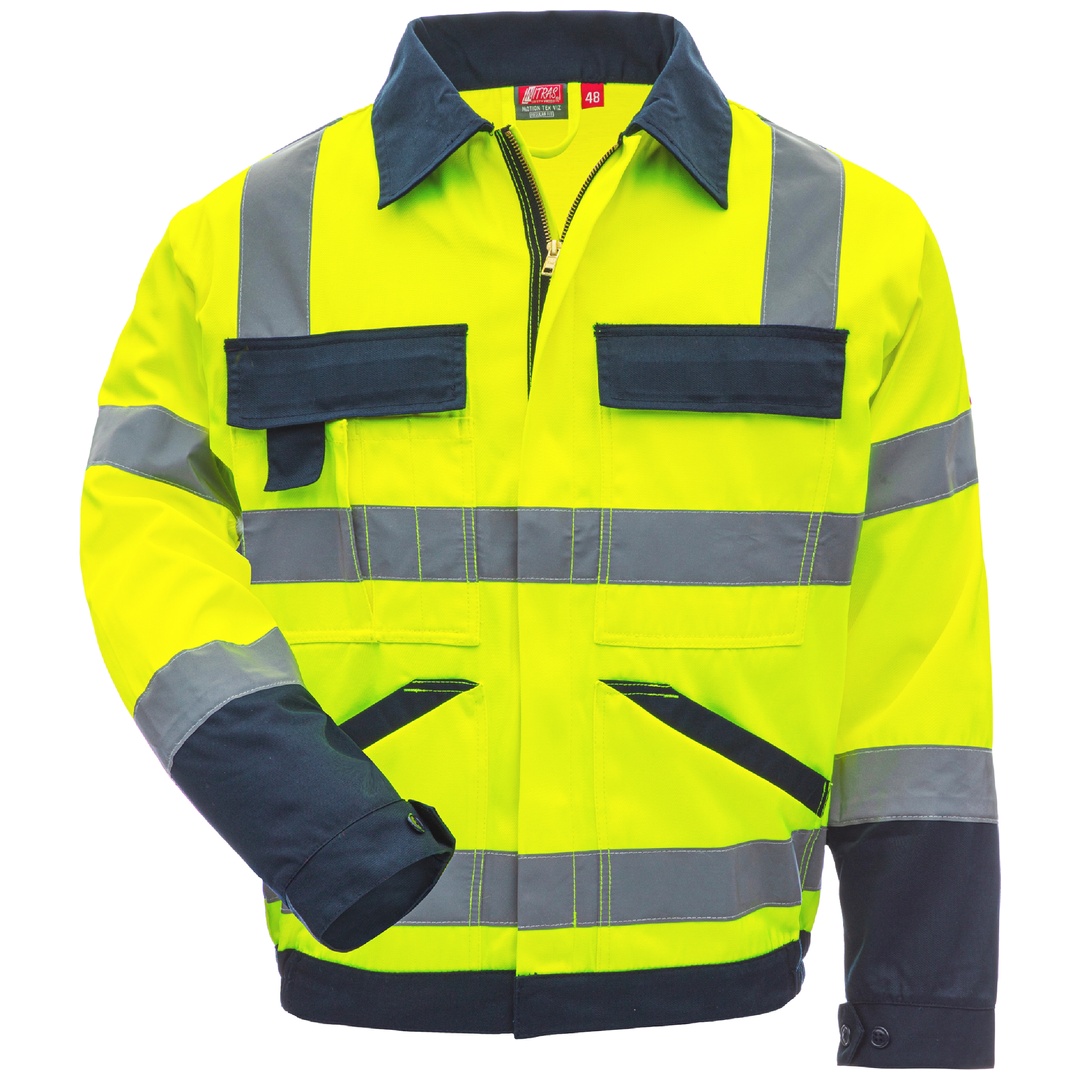 NITRAS MOTION TEX VIZ, Warnschutz - Arbeitsjacke, 7573-4021-68 Gr. 68 neongelb/marineblau
