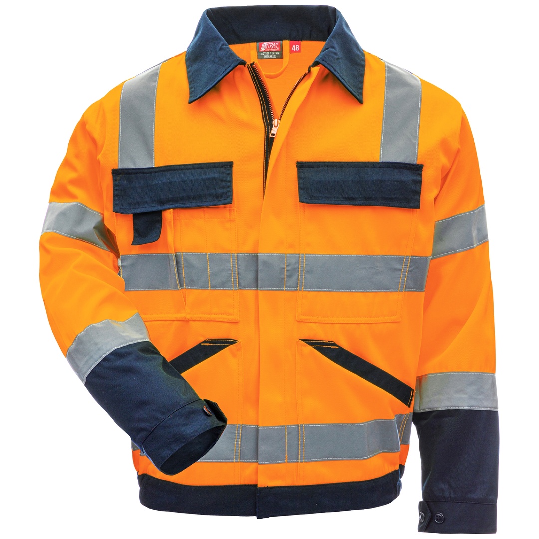 NITRAS MOTION TEX VIZ, Warnschutz - Arbeitsjacke, 7573-4121-25 Gr. 25 neonorange/marineblau
