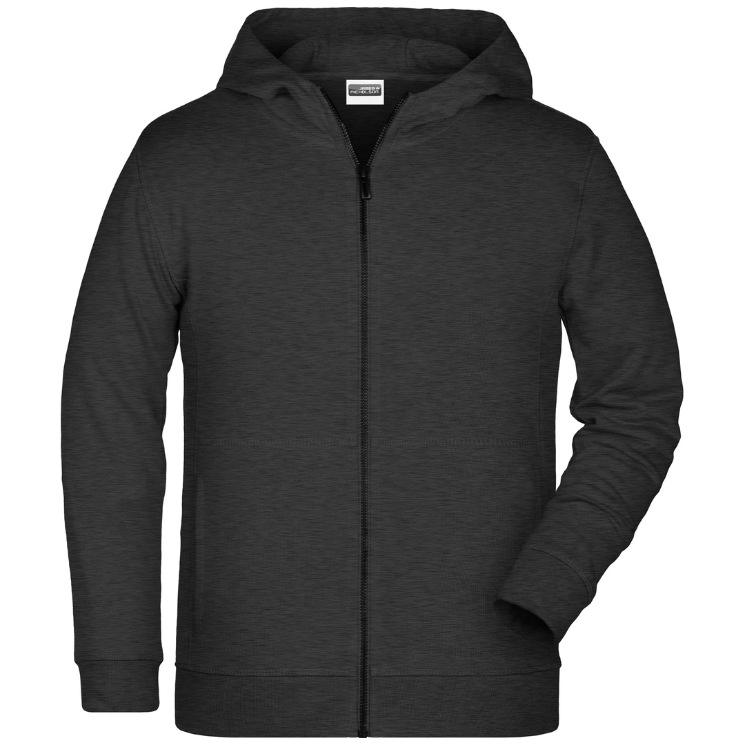 James & Nicholson Kinder-Sweatjacke mit Kapuze 8026K Gr. S black-heather