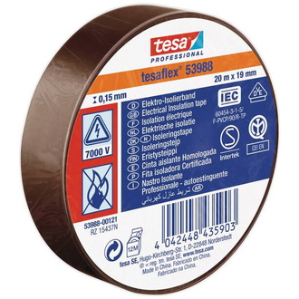 Tesa PVC-Elektroisolierband 20 m x 19 mm, braun