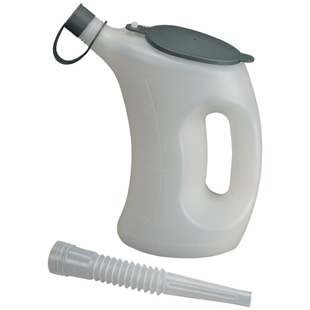 Triuso Messbecher 5 l, mit Schutzdeckel/Schutzkappe/Flexauslauf HDPE PRESSOL