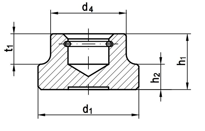 Reidl DIN 6311 Druckstück mit Sprengring 16, Gewindestift M 8, Form S, Stahl blank