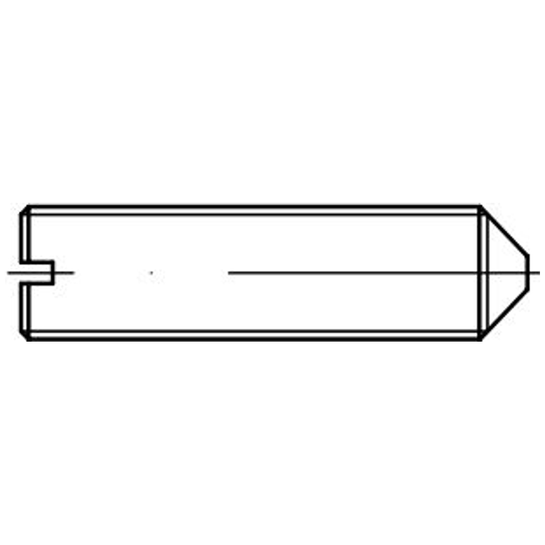 Reidl DIN 553 Gewindestift M4x6, mit Schlitz/Spitze, Messing blank