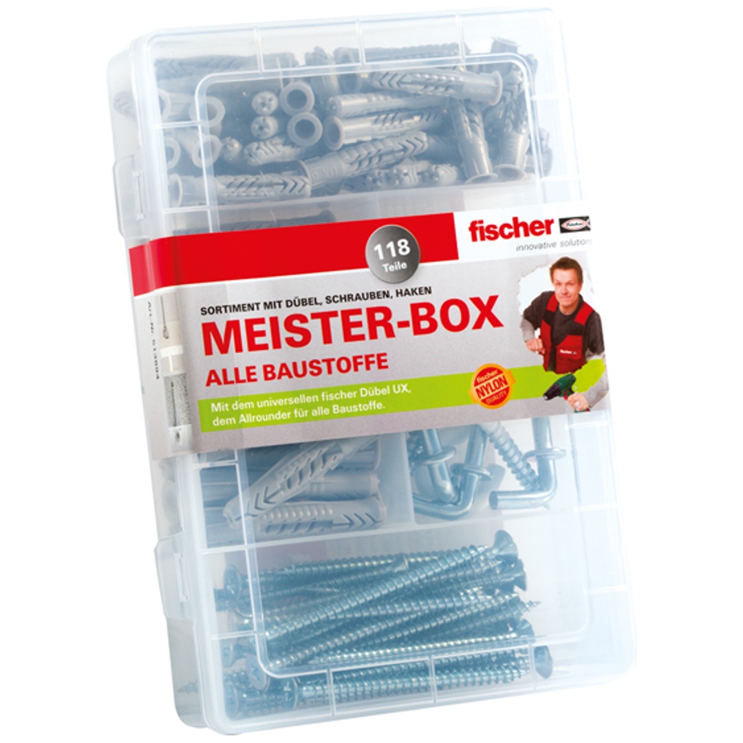 Fischer Meister-Box UX mit Schrauben und Haken
